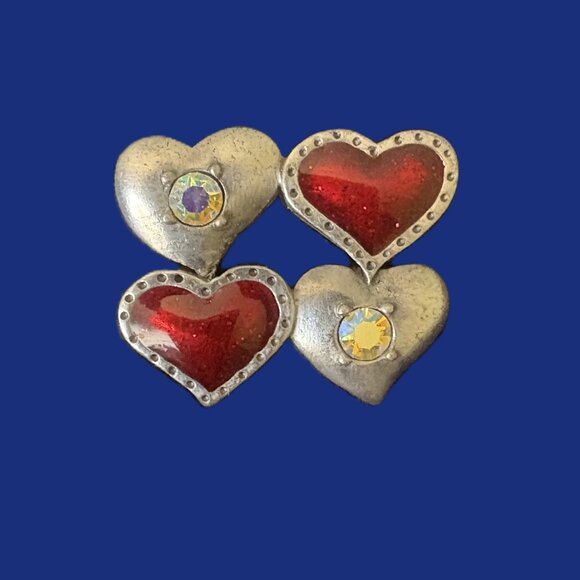 Vintage AJMC Heart Brooch Silver Hardware Highly Collectible EUC - Picture 9 of 11
